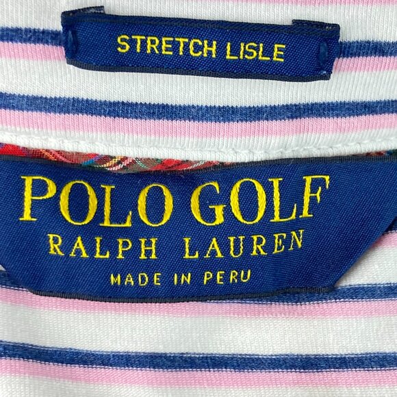 Ralph Lauren Polo Golf Stretch Lisle Blue White & Pink Stripe Shirt Sz XXL - Picture 9 of 16